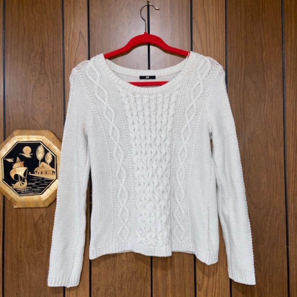 H&M Beige Cable Knit Sweater - Size S